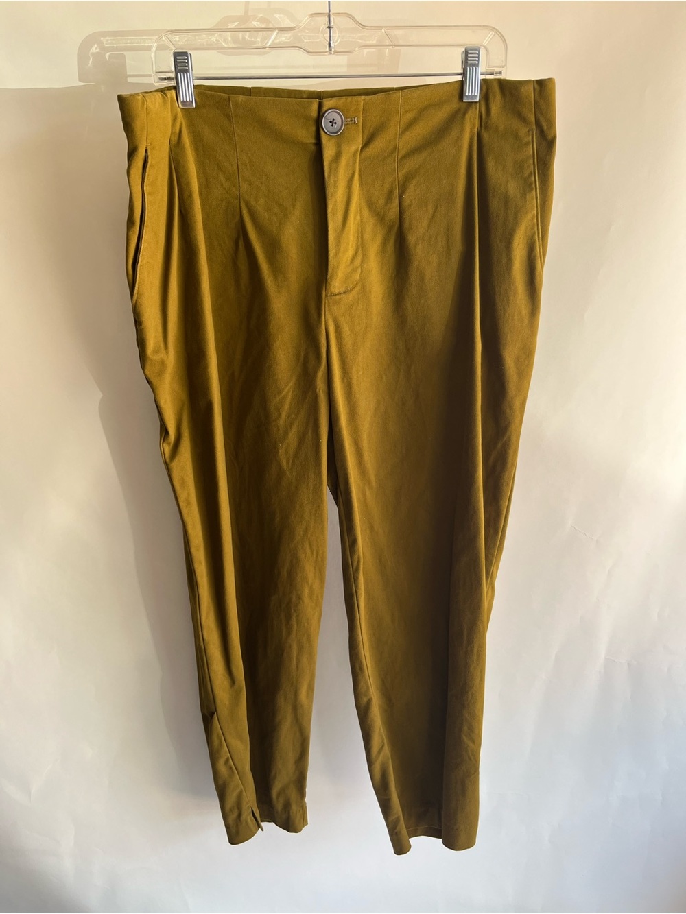 Ava & Viv Trousers Green Dark Chartreuse Sz 14W Cropped Women’s High Waist EUC